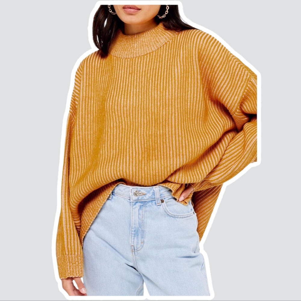 Topshop Small Mustard Mockneck Sweater